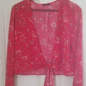 Red floral top wrap